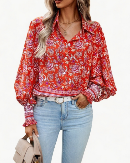 LOUNA – Kwiatowa koszula z bufkami