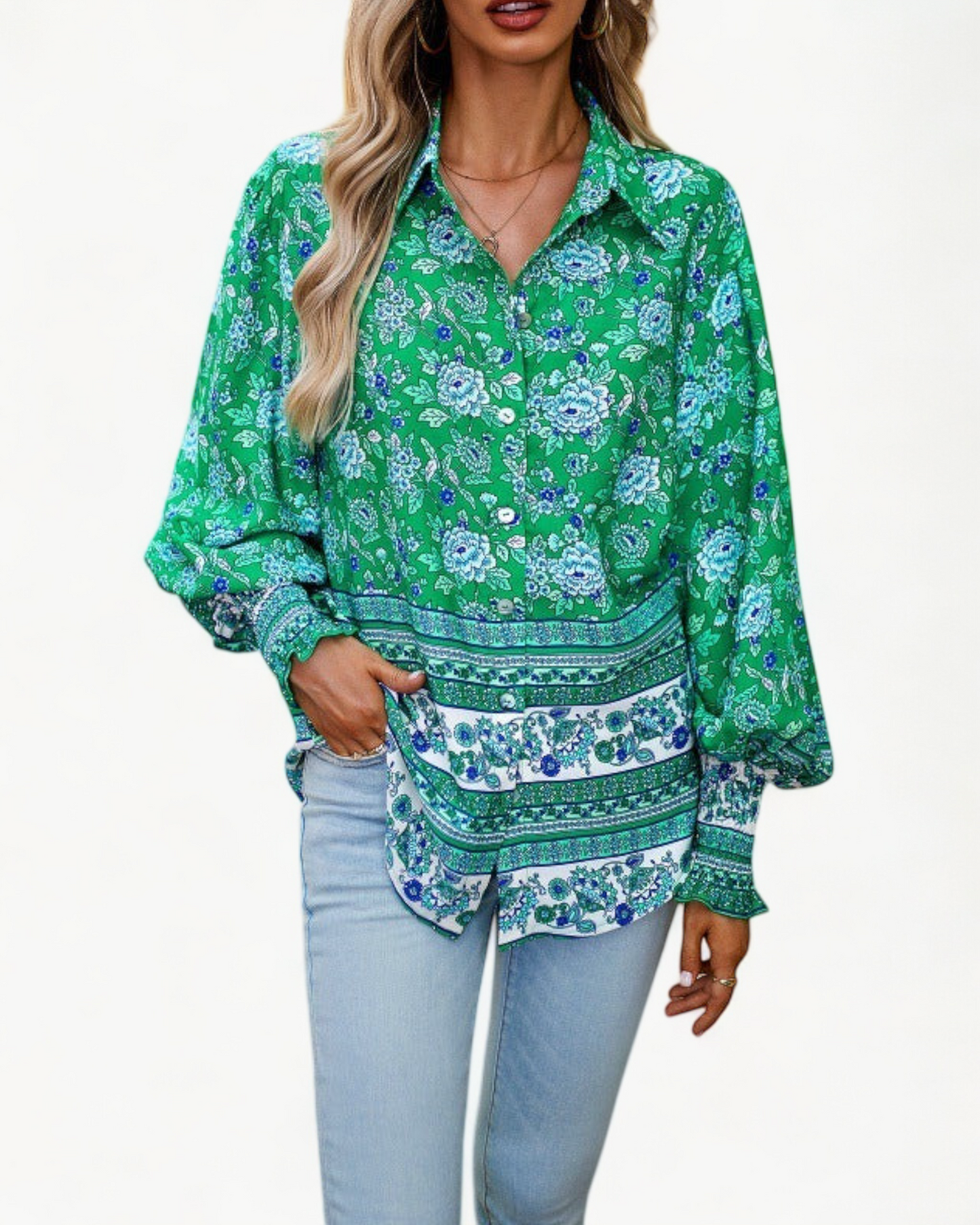 LOUNA – Kwiatowa koszula z bufkami