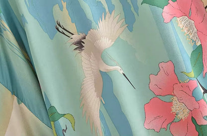 ODÉLIA – Boho kimono-bluzka z wiązaniem z przodu i dekoltem w kształcie litery V