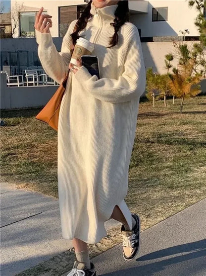 SELMA - WYSOKI KOŁNIERZ & DZIANINOWA SUKIENKA