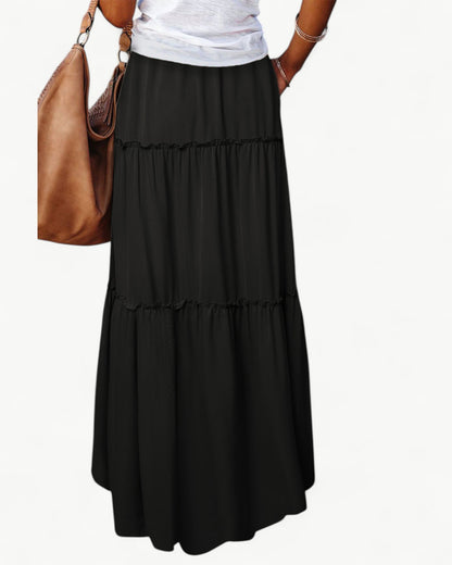 CHANTAL – Długa spódnica z falbanami i elastycznym pasem