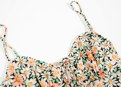 Kwiatowa sukienka midi z wąskimi ramiączkami – Kobieca i swobodna