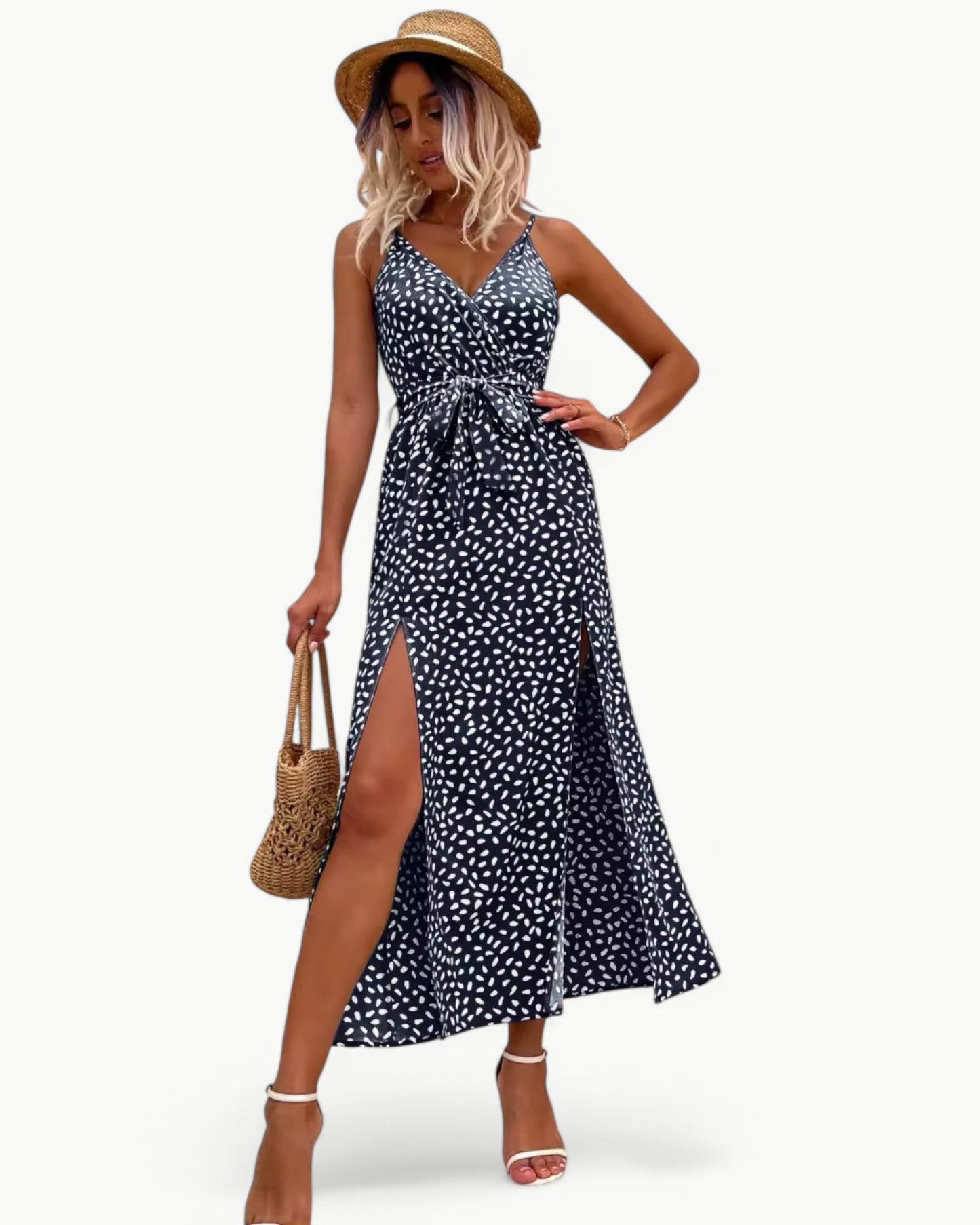 SOLÈNE – Sukienka letnia z dekoltem w serek i podwójnymi rozcięciami | Elegancka i ponadczasowa