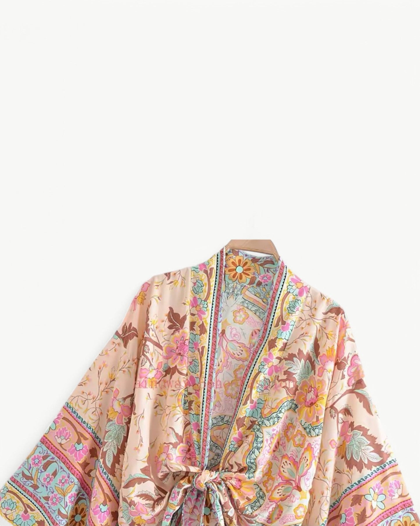 ODÉLIA – Boho kimono-bluzka z wiązaniem z przodu i dekoltem w kształcie litery V