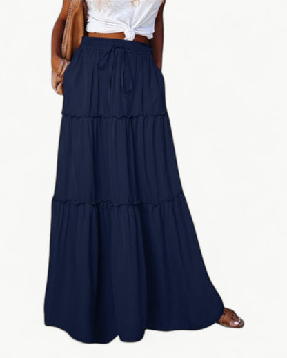 CHANTAL – Długa spódnica z falbanami i elastycznym pasem