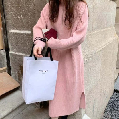 SELMA - WYSOKI KOŁNIERZ & DZIANINOWA SUKIENKA