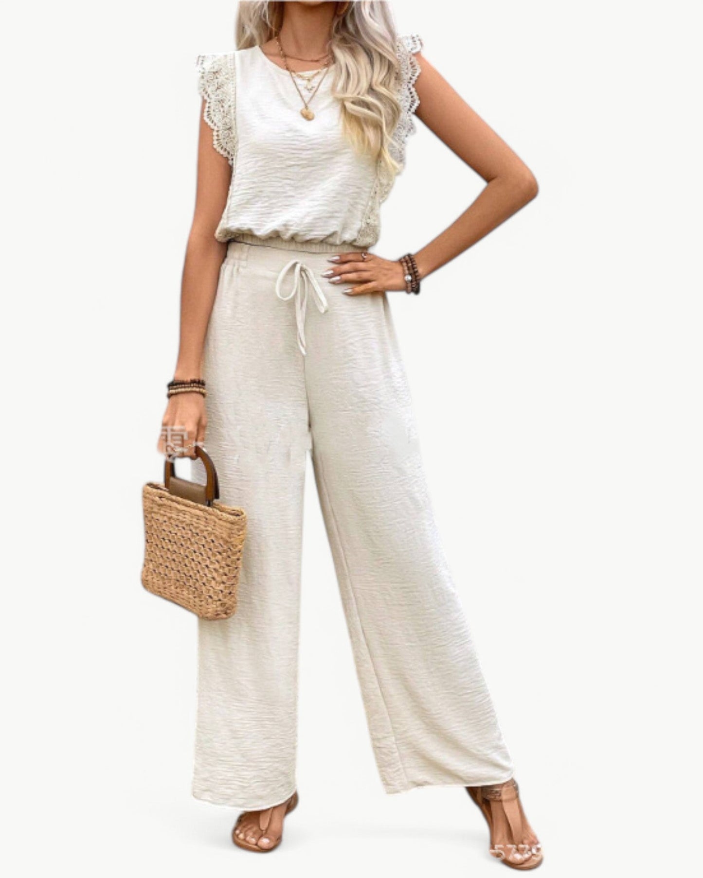 CÉLESTE – 2-częściowy zestaw z koronkowymi detalami – Lekki i letni