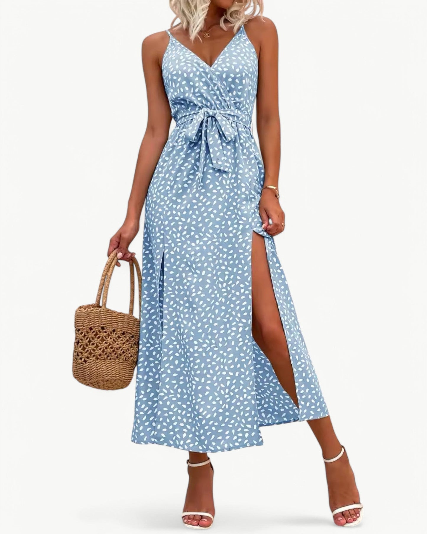 SOLÈNE – Sukienka letnia z dekoltem w serek i podwójnymi rozcięciami | Elegancka i ponadczasowa