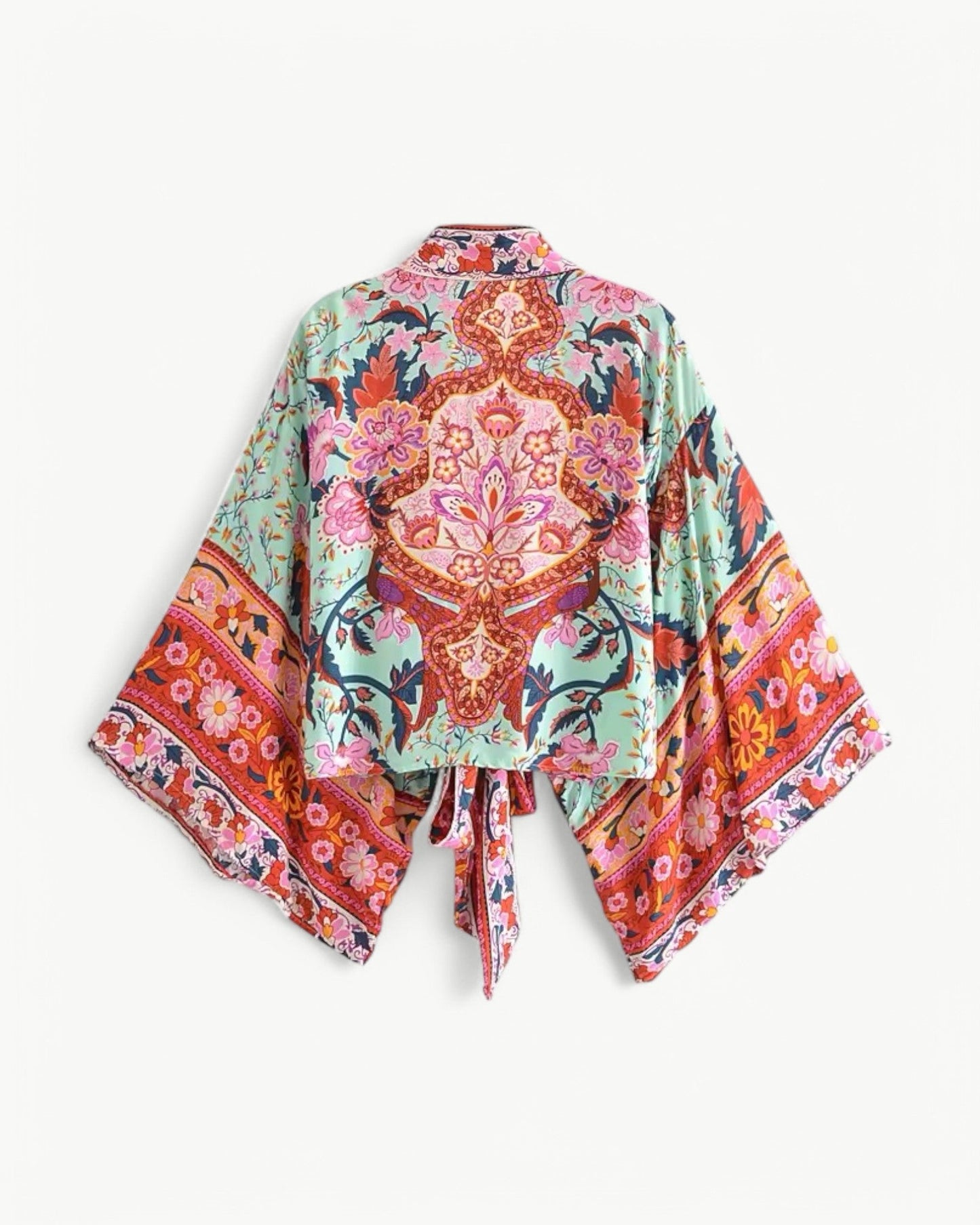 ODÉLIA – Boho kimono-bluzka z wiązaniem z przodu i dekoltem w kształcie litery V