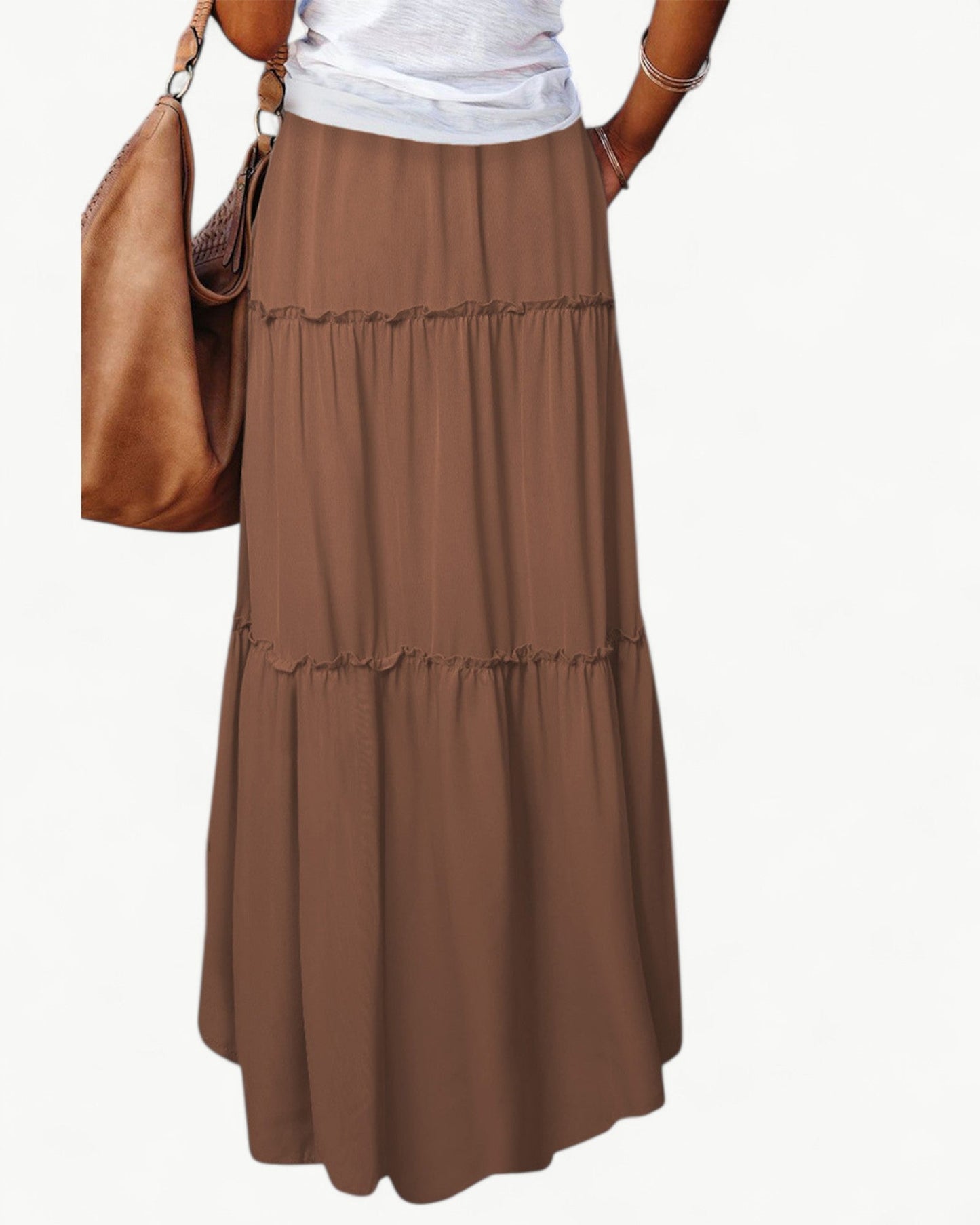 CHANTAL – Długa spódnica z falbanami i elastycznym pasem