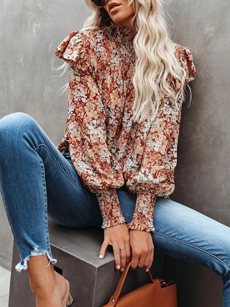 BIANCA – Kwiatowa bluzka | Elegancka i lekka bluzka z kołnierzykiem