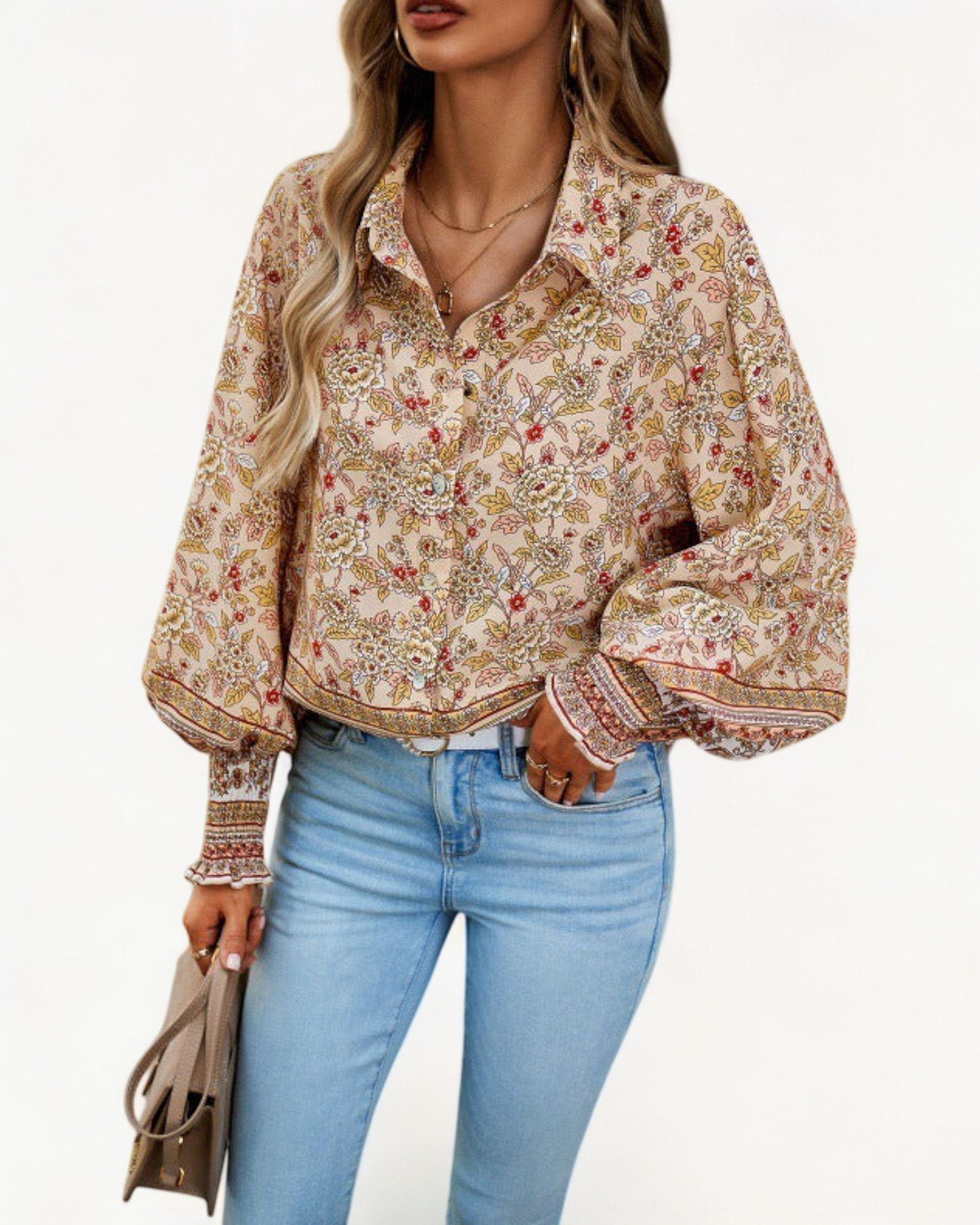 LOUNA – Kwiatowa koszula z bufkami