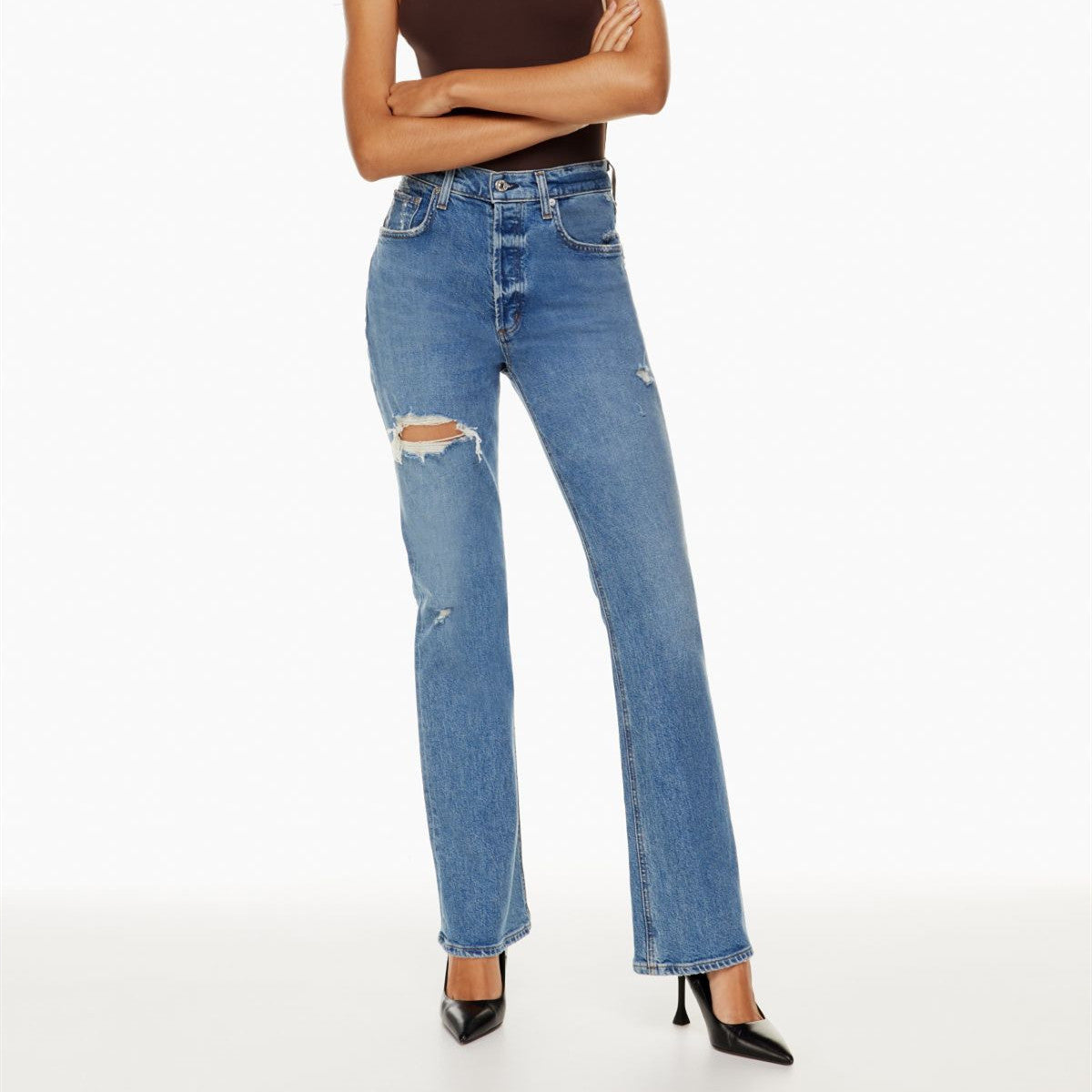 ELINA – Jeansy z wysokim stanem i prostą nogawką