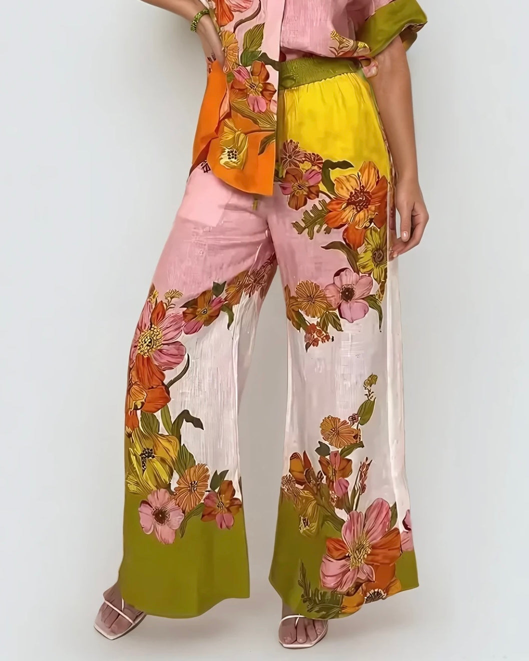 MAËVA – Mieszanka lnu – Kwiatowa koszula i szerokie spodnie | Lekkie i przewiewne wiosenne oraz letnie ubrania