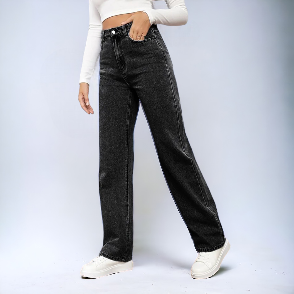 LOUISE – Jeansy z wysokim stanem i prostą nogawką