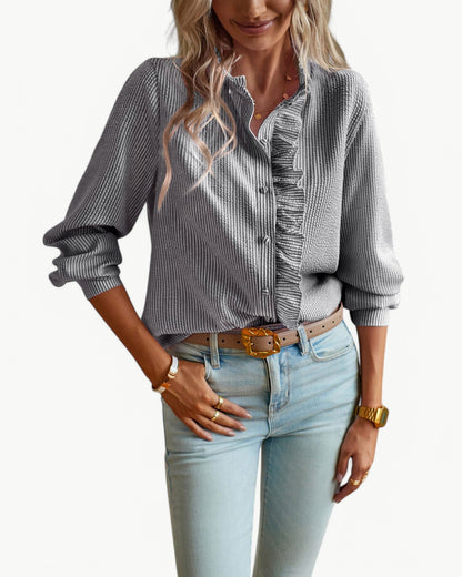 CLÉMENCE – Elegancka bluzka z falbaną | Kobiecy i ponadczasowy design