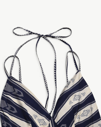 MATHILDE – Sukienka maxi z dekoltem w serek, odkryty plecy i wzór | Lekka i letnia