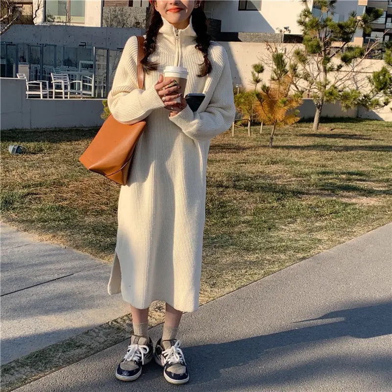 SELMA - WYSOKI KOŁNIERZ & DZIANINOWA SUKIENKA