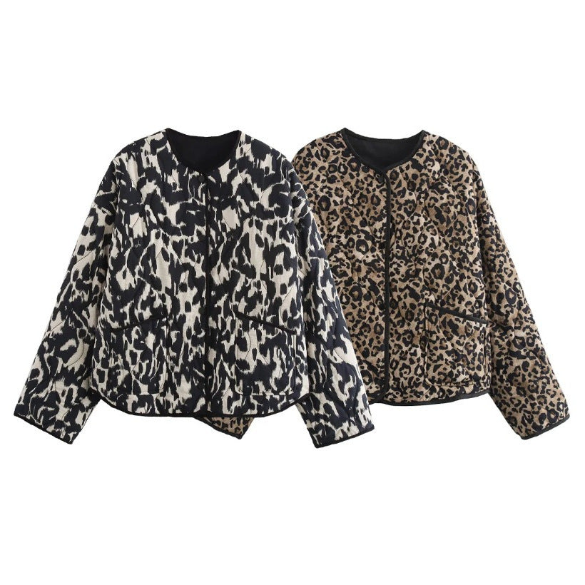 STINA - LEOPARD | CZARNY BIAŁY - KURTKA LEKKA
