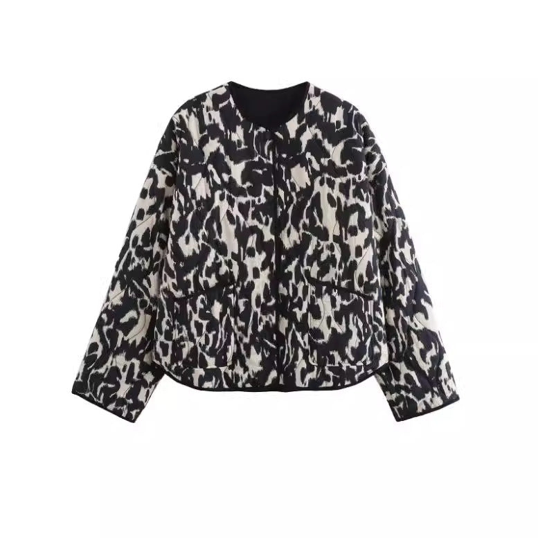 STINA - LEOPARD | CZARNY BIAŁY - KURTKA LEKKA