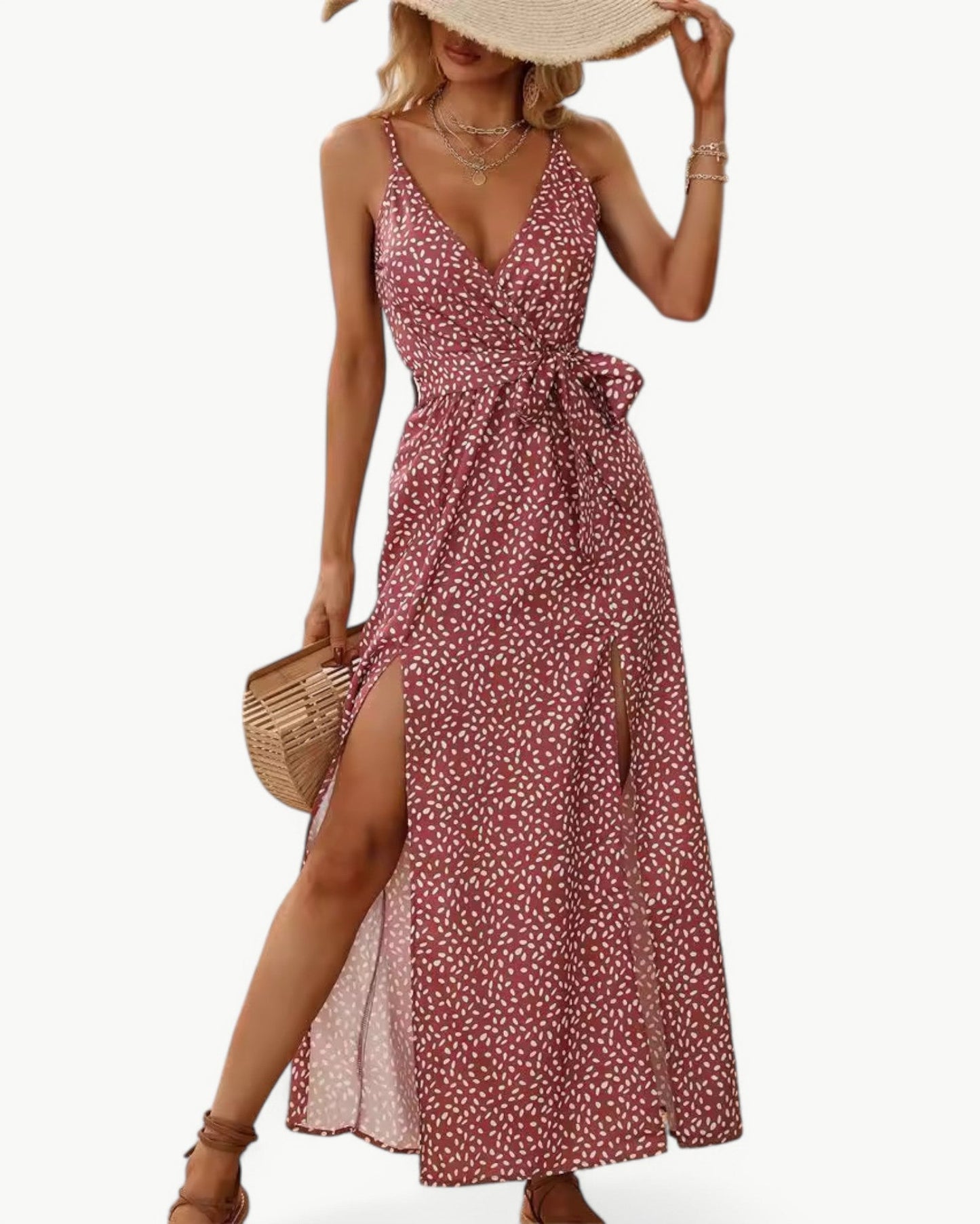 SOLÈNE – Sukienka letnia z dekoltem w serek i podwójnymi rozcięciami | Elegancka i ponadczasowa