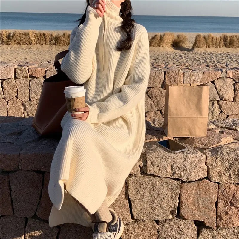 SELMA - WYSOKI KOŁNIERZ & DZIANINOWA SUKIENKA