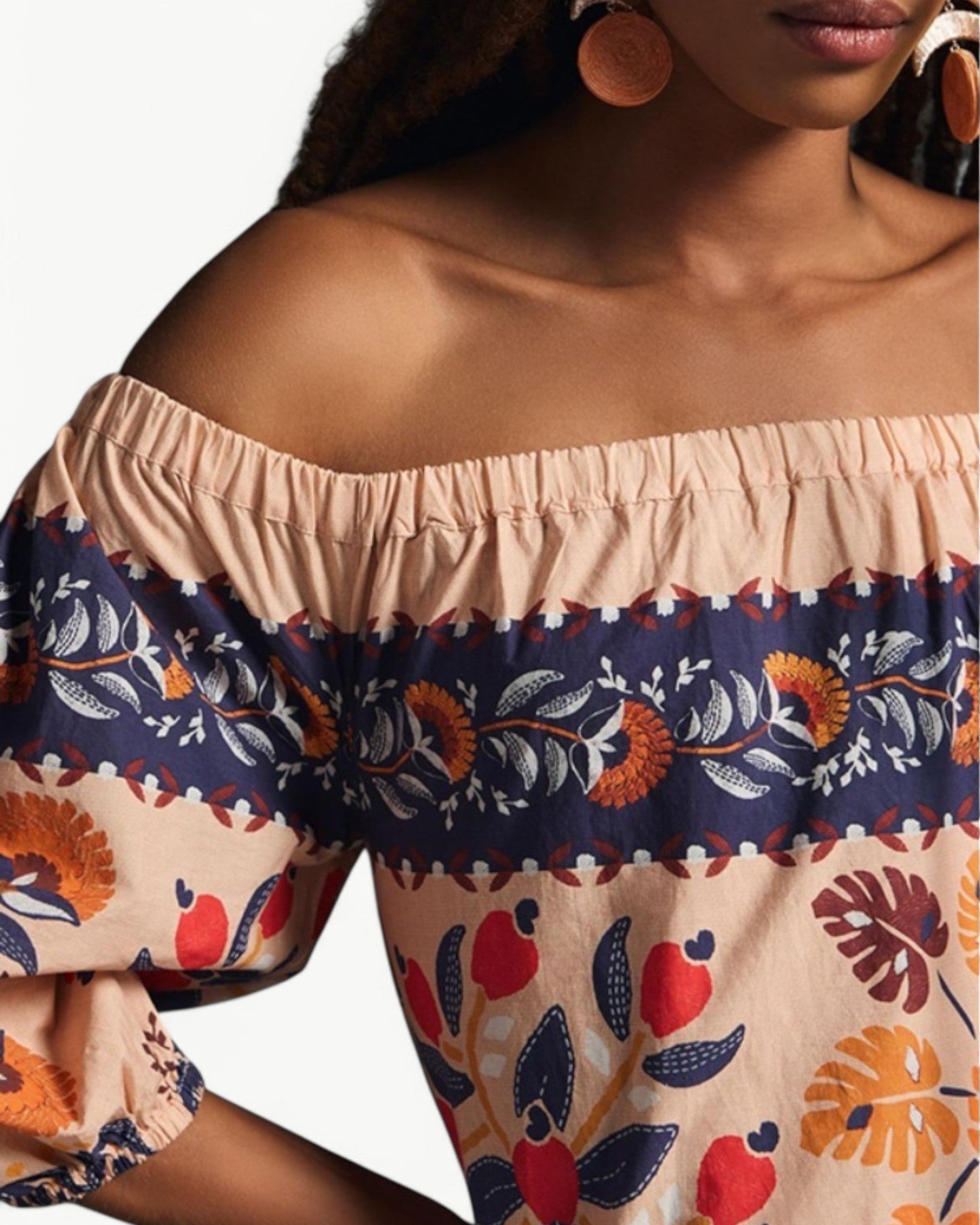 ZÉLIE – Długa sukienka off shoulder z kieszeniami | Kwiatowa i letnia