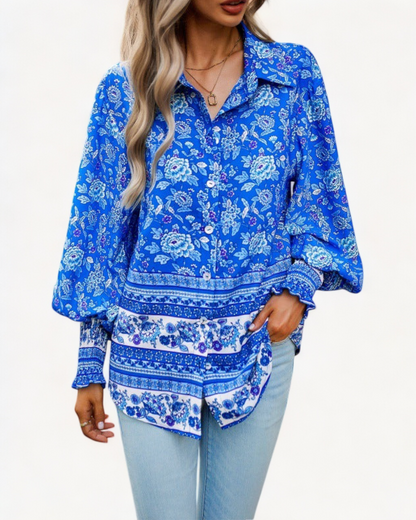 LOUNA – Kwiatowa koszula z bufkami