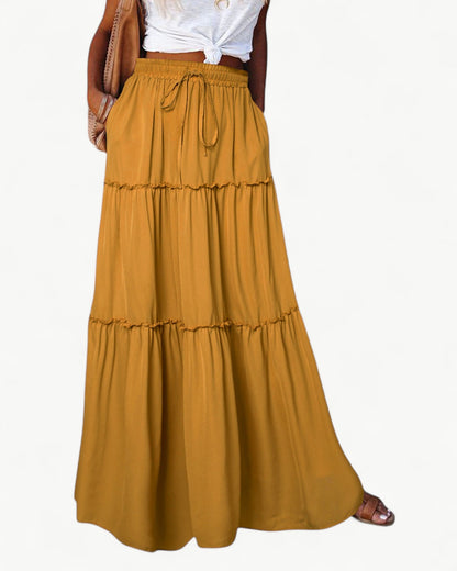 CHANTAL – Długa spódnica z falbanami i elastycznym pasem