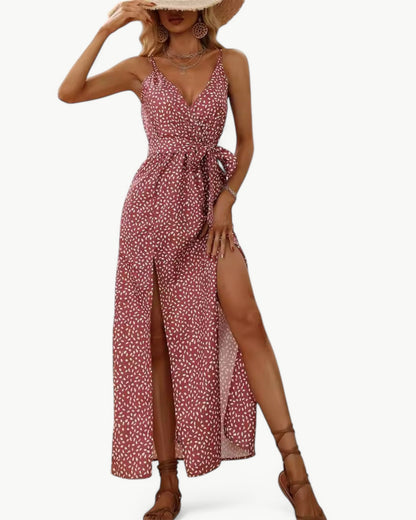 SOLÈNE – Sukienka letnia z dekoltem w serek i podwójnymi rozcięciami | Elegancka i ponadczasowa