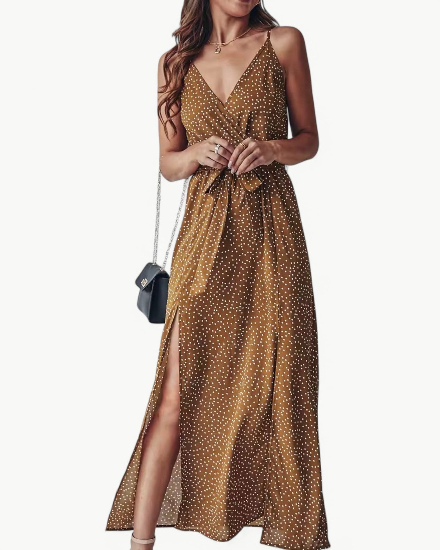 SOLÈNE – Sukienka letnia z dekoltem w serek i podwójnymi rozcięciami | Elegancka i ponadczasowa