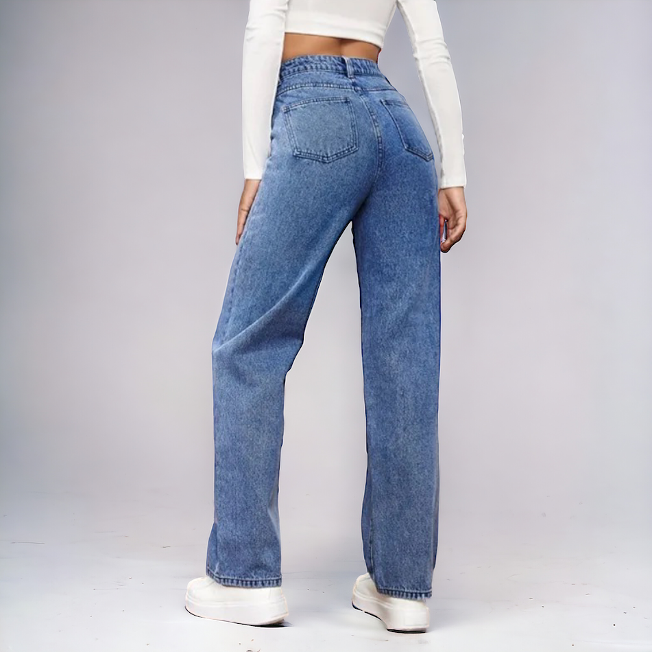 LOUISE – Jeansy z wysokim stanem i prostą nogawką