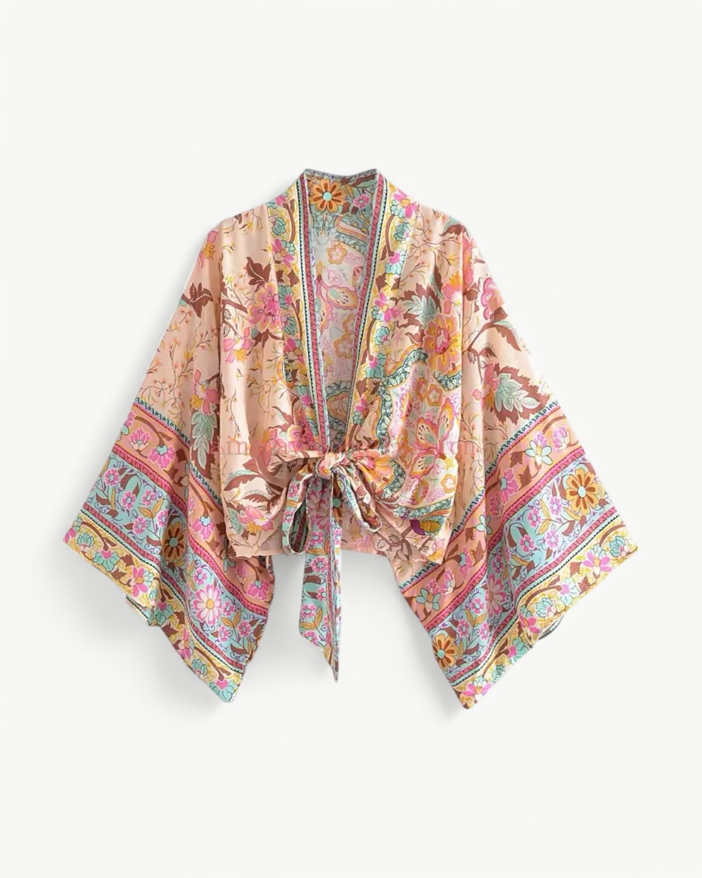 ODÉLIA – Boho kimono-bluzka z wiązaniem z przodu i dekoltem w kształcie litery V