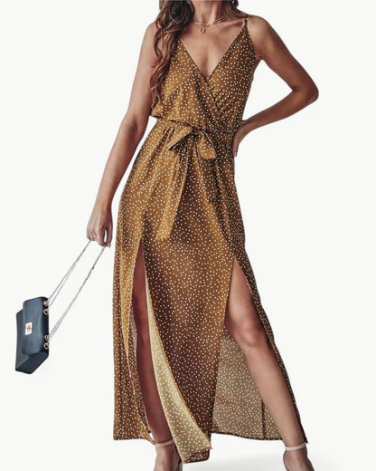 SOLÈNE – Sukienka letnia z dekoltem w serek i podwójnymi rozcięciami | Elegancka i ponadczasowa