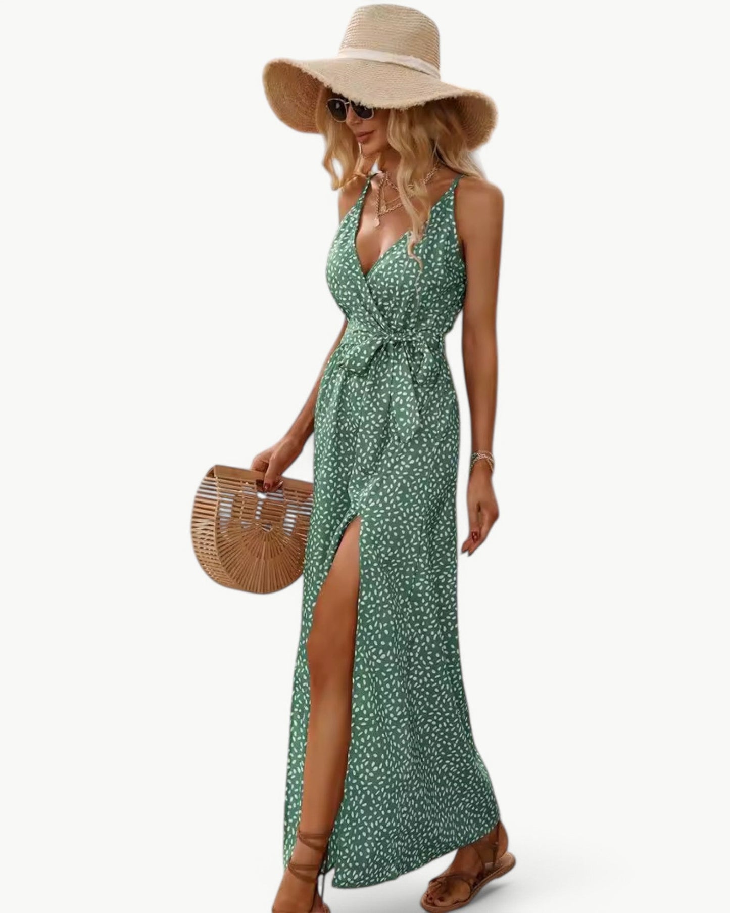 SOLÈNE – Sukienka letnia z dekoltem w serek i podwójnymi rozcięciami | Elegancka i ponadczasowa