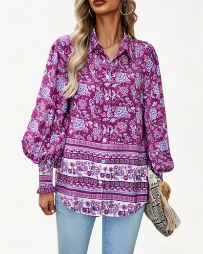 LOUNA – Kwiatowa koszula z bufkami