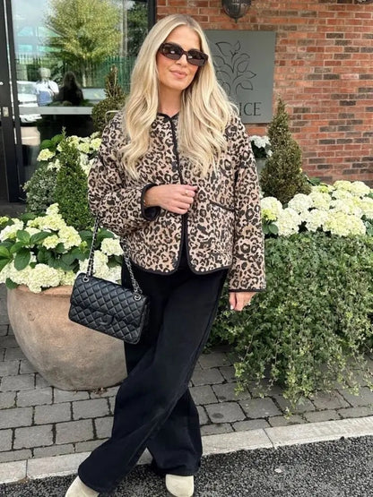STINA - LEOPARD | CZARNY BIAŁY - KURTKA LEKKA
