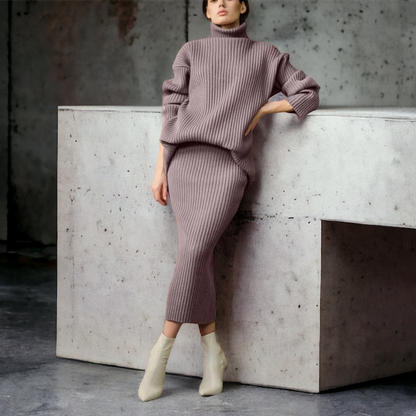 SAGA - SWETER POLO I SPÓDNICA - 2-CZĘŚCIOWY ZESTAW