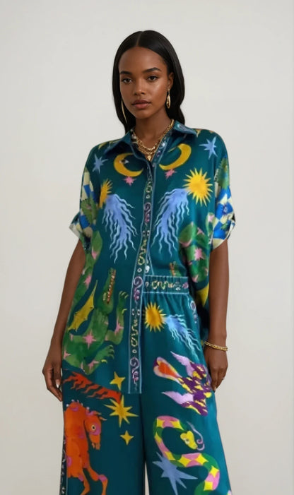 SOLÈNE – 2-częściowy zestaw o unikalnym wzorze | Stylowy i przewiewny