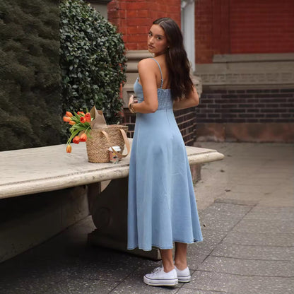 RIZA – Sukienka dżinsowa z wąskimi ramiączkami | Letnia i elegancka