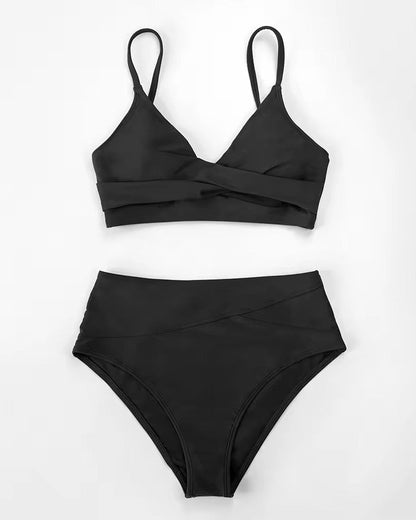 RACHELLE – Kolorowy zestaw bikini | Szeroki top i majtki bikini z wysokim stanem