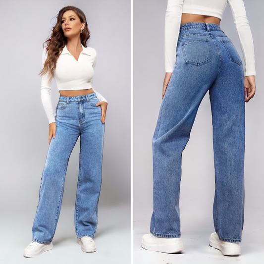 LOUISE – Jeansy z wysokim stanem i prostą nogawką