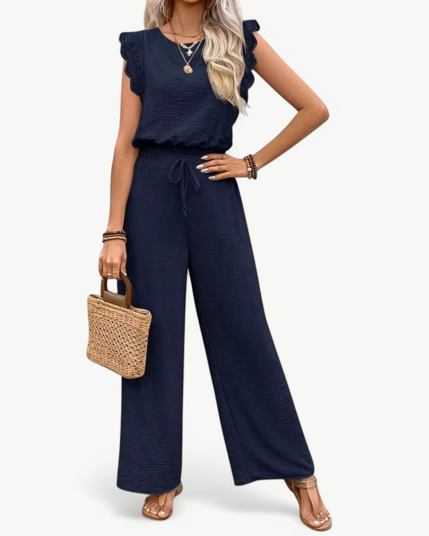 CÉLESTE – 2-częściowy zestaw z koronkowymi detalami – Lekki i letni