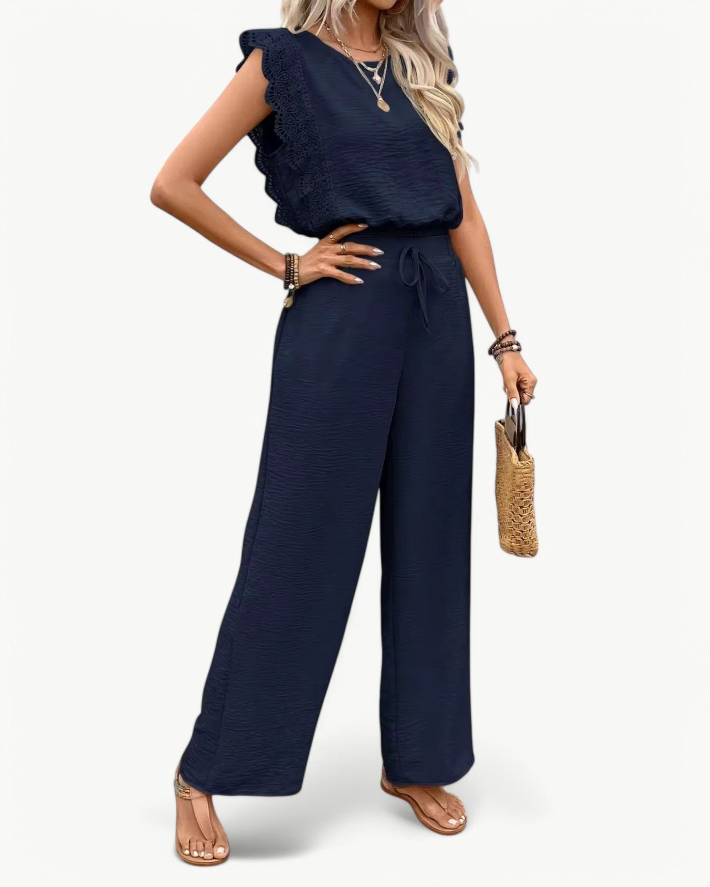 CÉLESTE – 2-częściowy zestaw z koronkowymi detalami – Lekki i letni