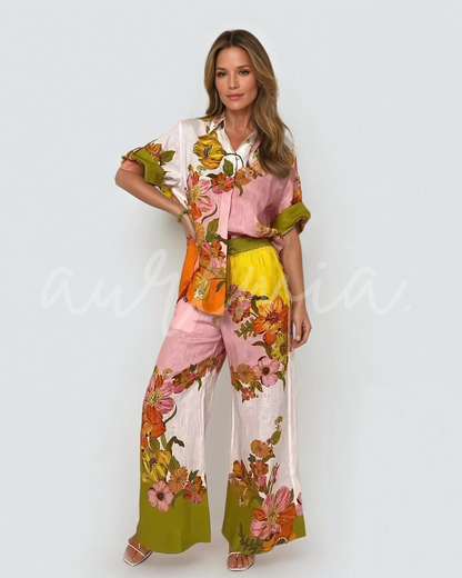 MAËVA – Mieszanka lnu – Kwiatowa koszula i szerokie spodnie | Lekkie i przewiewne wiosenne oraz letnie ubrania