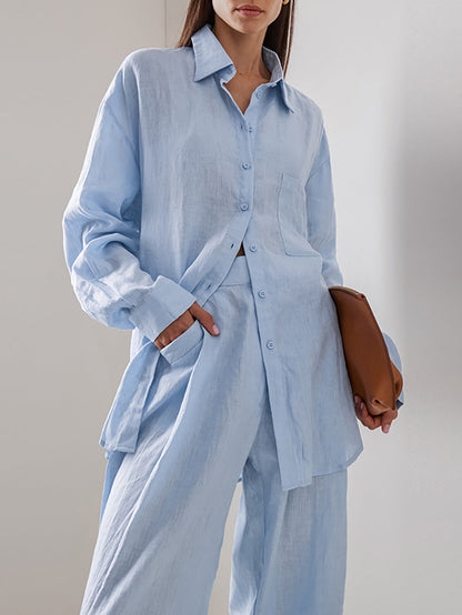 AMARA – Elegancki zestaw z długim rękawem i spodniami | Lekki, przewiewny i stylowy