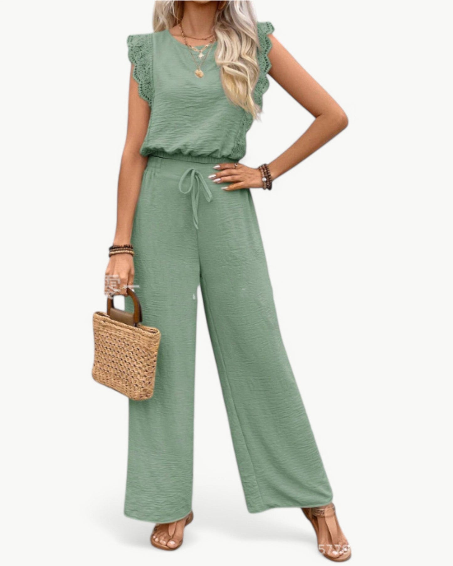 CÉLESTE – 2-częściowy zestaw z koronkowymi detalami – Lekki i letni