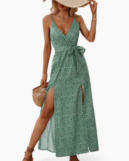 SOLÈNE – Sukienka letnia z dekoltem w serek i podwójnymi rozcięciami | Elegancka i ponadczasowa